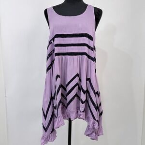 Intimately Free People Trapeze Slip Dress M Fairy Boho Polka Dots Lace Stripes